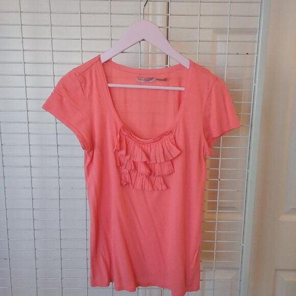 Juicy Couture Modal and Cotton Coral Ruffle Front Top – Women’s Size S EUC - Picture 1 of 3